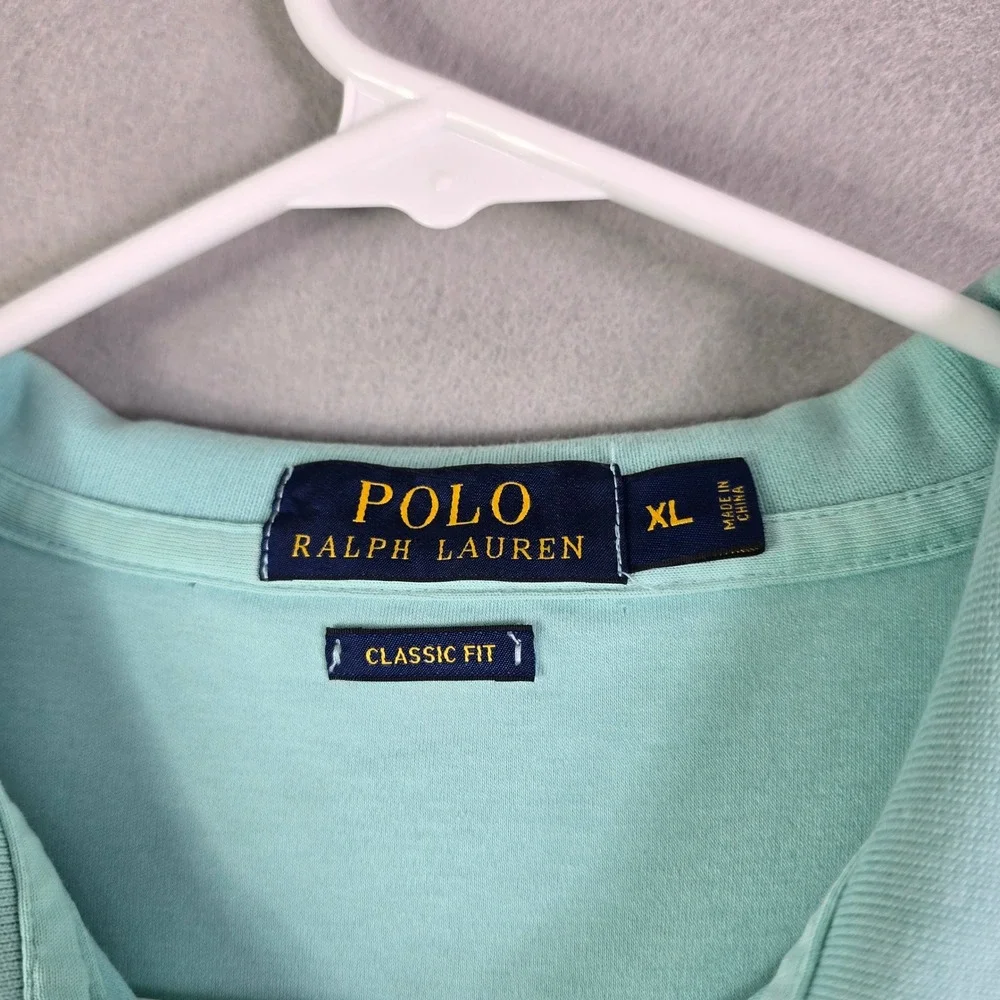 Polo Ralph Lauren Polo Shirt‎ Mens XL Mint Green Classic Fit Purple Pony Cotton